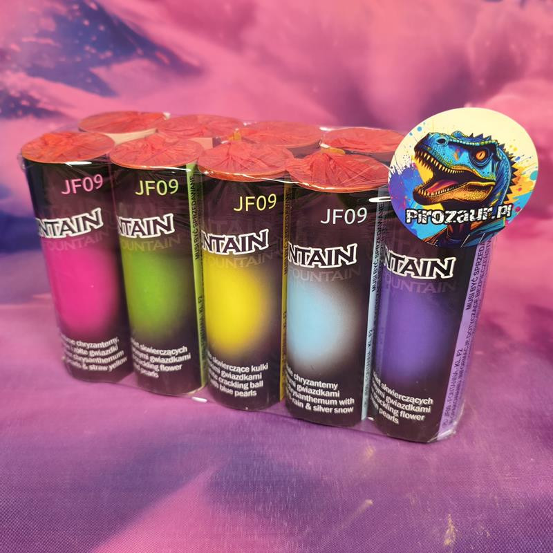 Zestaw Fontann MIX JF09 – 10 Sztuk, Różnorodne Efekty: Chryzantemy, Drzewa, Mienienie i Crackling!