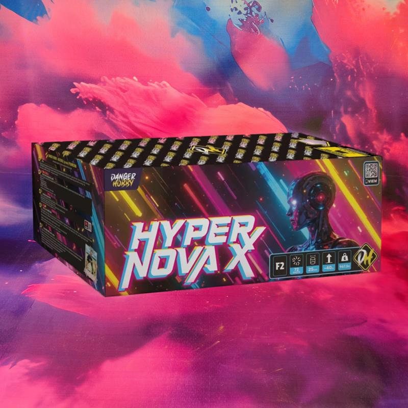 Wyrzutnia Danger Hobby Hyper Nova X – 72 Strzały, 25mm, Długi i Intensywny Pokaz!